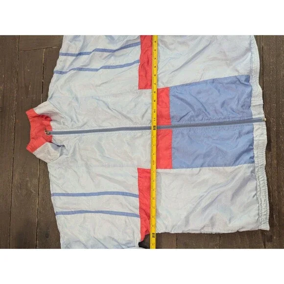 Vintage 1990s Y2K Lavon All Over Print Windbreaker Blue Zip Up L - Picture 4 of 6